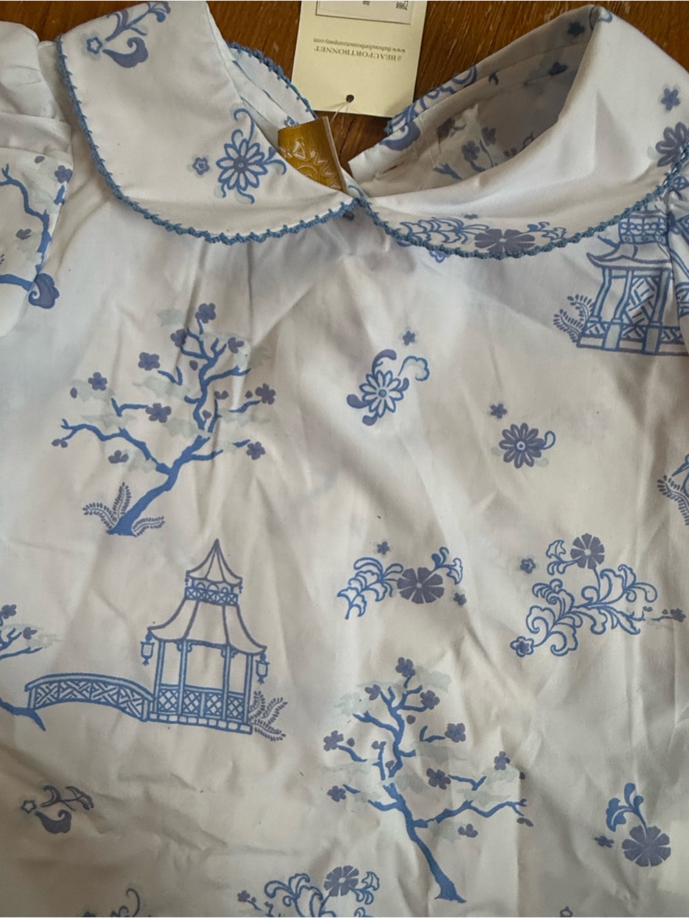 The Beaufort Bonnet Company White and Blue Floral Girls Blouse